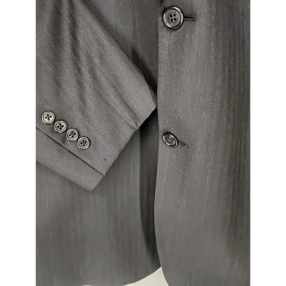 Jos‎ A. Bank Size 46L | Navy Blue Wool Herringbone Sport Coat Blazer Jacket